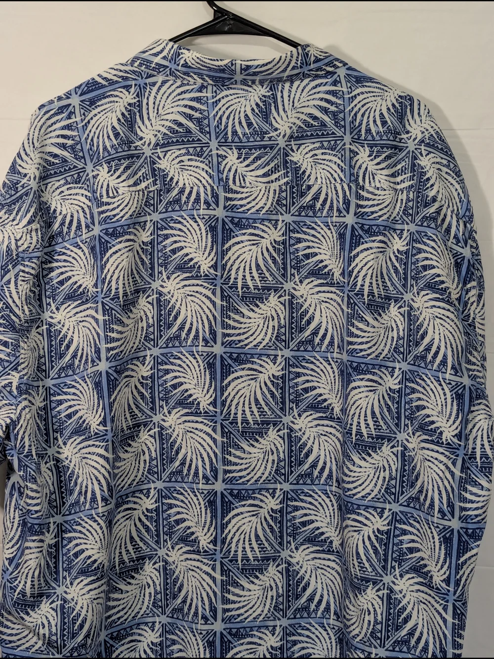 Nat Nast Men’s Hawaiian Shirt XXL Blue White Tropical Camp Shirt Button Front